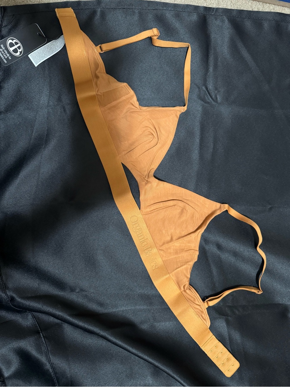 Organic Basics Tan/Copper Triangle Bralette - Soft Wirefree Design